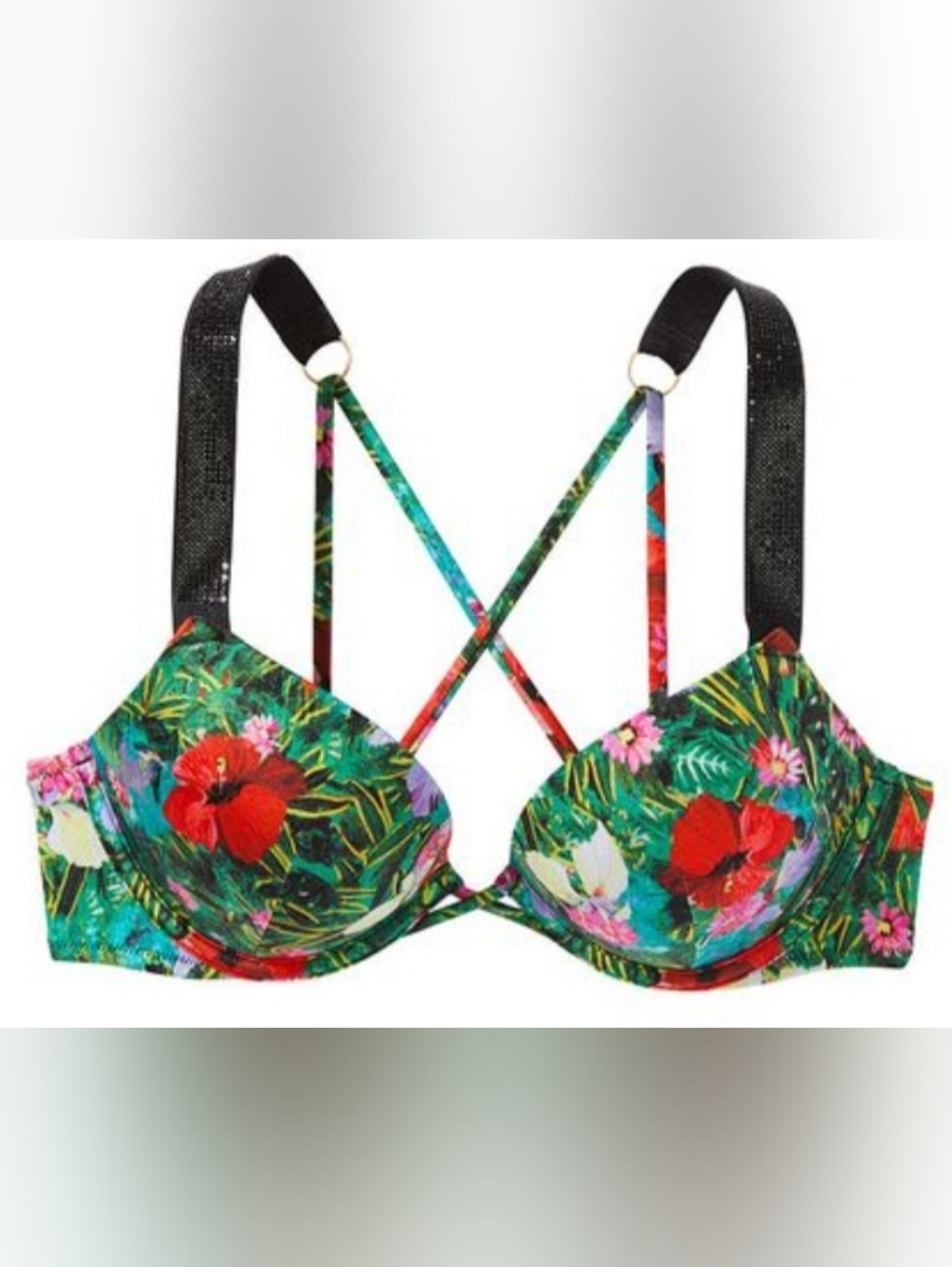VS Swim Shine Strap Bombshell PushUp Bikini Top Tropical Island Getaway